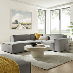 Restore Pewter 3-Piece Performance Fabric Upholstered Modular L-Shaped Sectional Sofa - 82.3x96.6x28" - Ornate Home