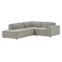 Restore Pewter 3-Piece Performance Fabric Upholstered Modular L-Shaped Sectional Sofa - 82.3x96.6x28" - Ornate Home