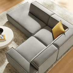 Restore Pewter 3-Piece Performance Fabric Upholstered Modular L-Shaped Sectional Sofa - 82.3x96.6x28" - Ornate Home