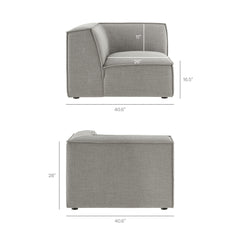 Restore Pewter 3-Piece Performance Fabric Upholstered Modular L-Shaped Sectional Sofa - 82.3x96.6x28" - Ornate Home