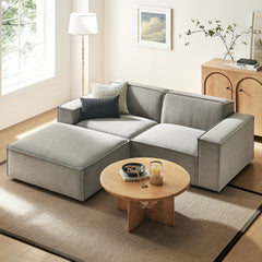 Restore Pewter 3-Piece Performance Fabric Upholstered Modular Loveseat with Ottoman - Ornate Home