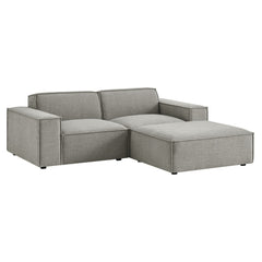 Restore Pewter 3-Piece Performance Fabric Upholstered Modular Loveseat with Ottoman - Ornate Home