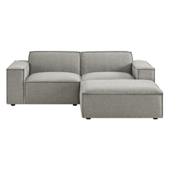 Restore Pewter 3-Piece Performance Fabric Upholstered Modular Loveseat with Ottoman - Ornate Home