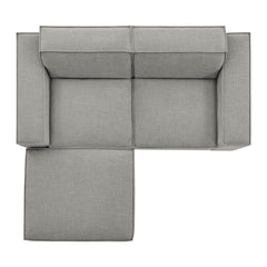 Restore Pewter 3-Piece Performance Fabric Upholstered Modular Loveseat with Ottoman - Ornate Home