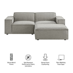 Restore Pewter 3-Piece Performance Fabric Upholstered Modular Loveseat with Ottoman - Ornate Home