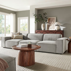 Restore Pewter 3-Piece Performance Fabric Upholstered Modular Sofa Set - Ornate Home