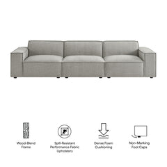 Restore Pewter 3-Piece Performance Fabric Upholstered Modular Sofa Set - Ornate Home