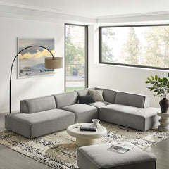 Restore Pewter 4-Piece Performance Fabric Upholstered Modular L-Shaped Armless Sectional Sofa - Ornate Home