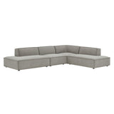 Restore Pewter 4-Piece Performance Fabric Upholstered Modular L-Shaped Armless Sectional Sofa - Ornate Home