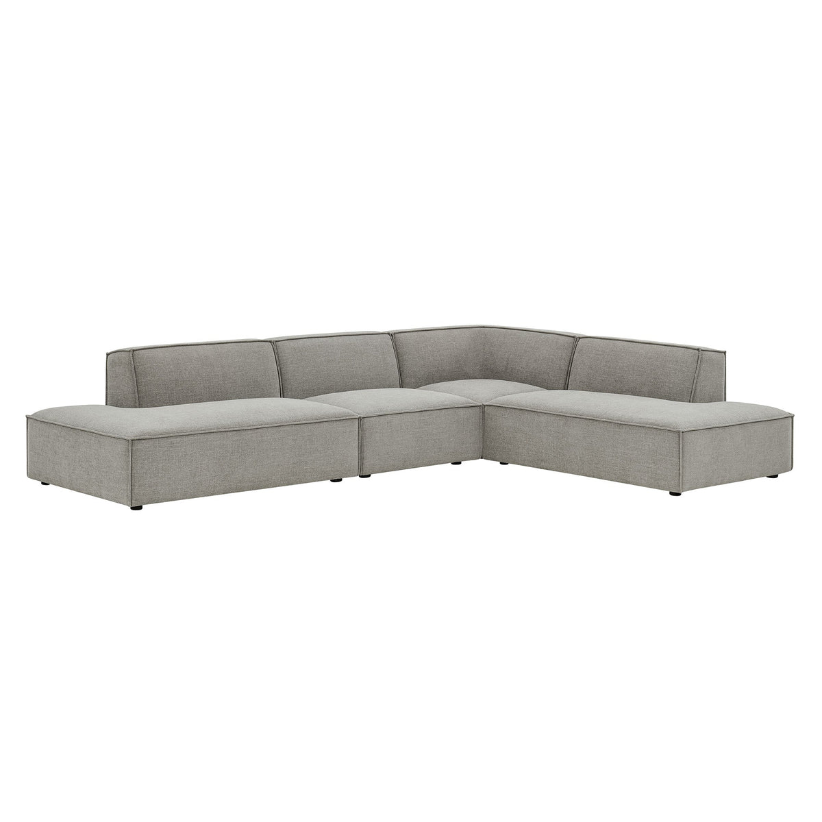 Restore Pewter 4-Piece Performance Fabric Upholstered Modular L-Shaped Armless Sectional Sofa - Ornate Home
