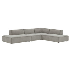 Restore Pewter 4-Piece Performance Fabric Upholstered Modular L-Shaped Armless Sectional Sofa - Ornate Home