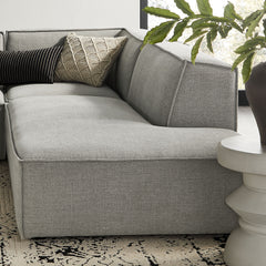 Restore Pewter 4-Piece Performance Fabric Upholstered Modular L-Shaped Armless Sectional Sofa - Ornate Home