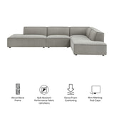Restore Pewter 4-Piece Performance Fabric Upholstered Modular L-Shaped Armless Sectional Sofa - Ornate Home