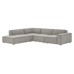 Restore Pewter 4-Piece Performance Fabric Upholstered Modular L-Shaped Sofa - 96.5x117.3" - Ornate Home