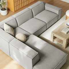 Restore Pewter 4-Piece Performance Fabric Upholstered Modular L-Shaped Sofa - 96.5x117.3" - Ornate Home