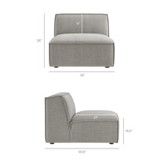 Restore Pewter 4-Piece Performance Fabric Upholstered Modular L-Shaped Sofa - 96.5x117.3" - Ornate Home
