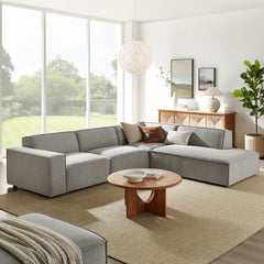 Restore Pewter 4-Piece Performance Fabric Upholstered Modular L-Shaped Sofa - 96.5x117.3x28" - Ornate Home