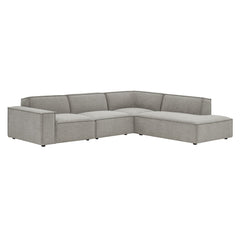 Restore Pewter 4-Piece Performance Fabric Upholstered Modular L-Shaped Sofa - 96.5x117.3x28" - Ornate Home