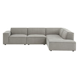 Restore Pewter 4-Piece Performance Fabric Upholstered Modular L-Shaped Sofa - 96.5x117.3x28" - Ornate Home