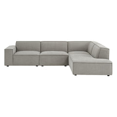 Restore Pewter 4-Piece Performance Fabric Upholstered Modular L-Shaped Sofa - 96.5x117.3x28" - Ornate Home