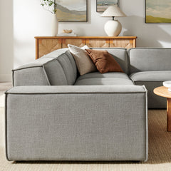 Restore Pewter 4-Piece Performance Fabric Upholstered Modular L-Shaped Sofa - 96.5x117.3x28" - Ornate Home