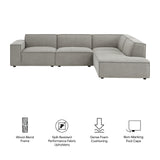 Restore Pewter 4-Piece Performance Fabric Upholstered Modular L-Shaped Sofa - 96.5x117.3x28" - Ornate Home