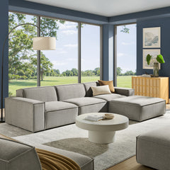 Restore Pewter 4-Piece Performance Fabric Upholstered Modular Sofa Set with Ottoman - Ornate Home