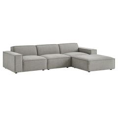 Restore Pewter 4-Piece Performance Fabric Upholstered Modular Sofa Set with Ottoman - Ornate Home