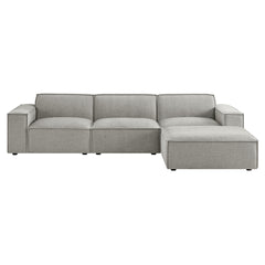 Restore Pewter 4-Piece Performance Fabric Upholstered Modular Sofa Set with Ottoman - Ornate Home