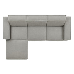 Restore Pewter 4-Piece Performance Fabric Upholstered Modular Sofa Set with Ottoman - Ornate Home
