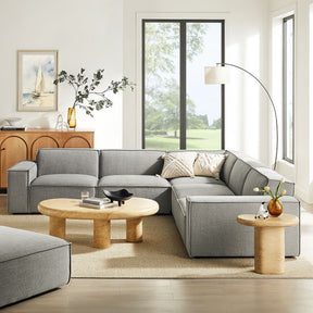 Restore Pewter 5-Piece Performance Fabric Upholstered Modular L-Shaped Sofa - Ornate Home