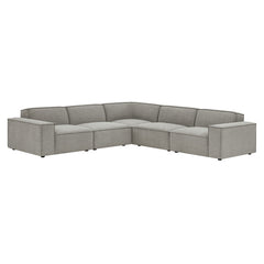 Restore Pewter 5-Piece Performance Fabric Upholstered Modular L-Shaped Sofa - Ornate Home