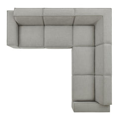 Restore Pewter 5-Piece Performance Fabric Upholstered Modular L-Shaped Sofa - Ornate Home