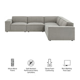 Restore Pewter 5-Piece Performance Fabric Upholstered Modular L-Shaped Sofa - Ornate Home