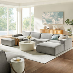 Restore Pewter 6-Piece Performance Fabric Upholstered Modular Sectional Sofa - Ornate Home