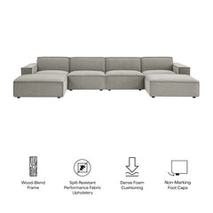 Restore Pewter 6-Piece Performance Fabric Upholstered Modular Sectional Sofa - Ornate Home