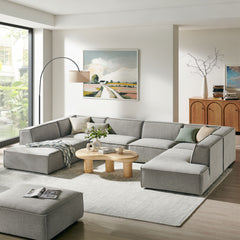 Restore Pewter 6-Piece Performance Fabric Upholstered U-Shaped Sectional Sofa - Ornate Home