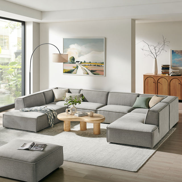 Restore Pewter 6-Piece Performance Fabric Upholstered U-Shaped Sectional Sofa - Ornate Home
