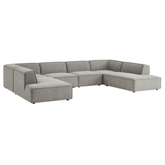 Restore Pewter 6-Piece Performance Fabric Upholstered U-Shaped Sectional Sofa - Ornate Home