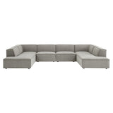Restore Pewter 6-Piece Performance Fabric Upholstered U-Shaped Sectional Sofa - Ornate Home