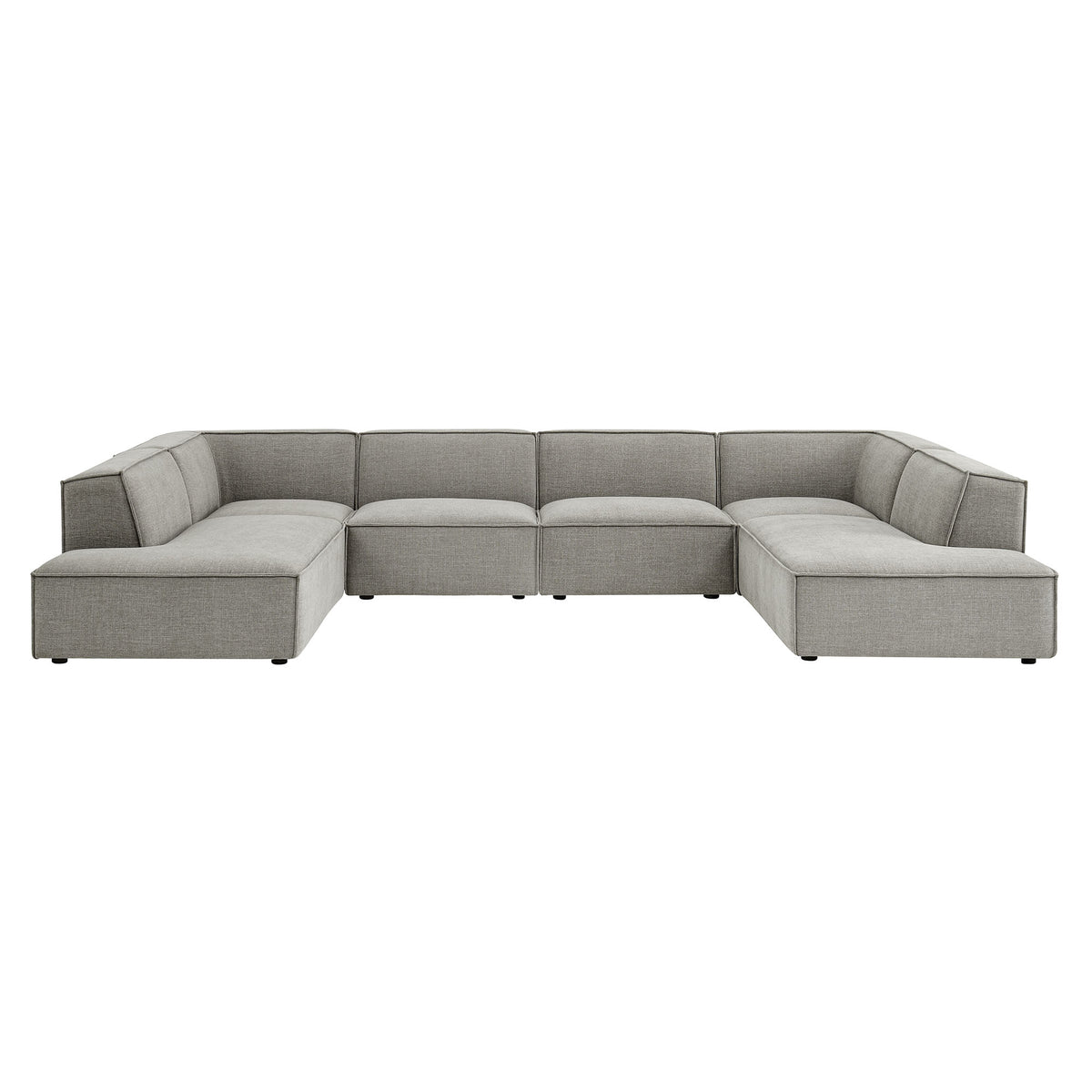 Restore Pewter 6-Piece Performance Fabric Upholstered U-Shaped Sectional Sofa - Ornate Home