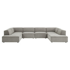 Restore Pewter 6-Piece Performance Fabric Upholstered U-Shaped Sectional Sofa - Ornate Home