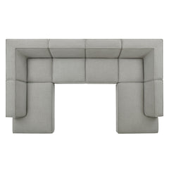 Restore Pewter 6-Piece Performance Fabric Upholstered U-Shaped Sectional Sofa - Ornate Home