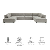 Restore Pewter 6-Piece Performance Fabric Upholstered U-Shaped Sectional Sofa - Ornate Home