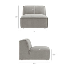 Restore Pewter Performance Fabric Upholstered Armless Modular Chair - Ornate Home