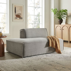 Restore Pewter Performance Fabric Upholstered Left-Facing Armless Modular Chaise - Ornate Home
