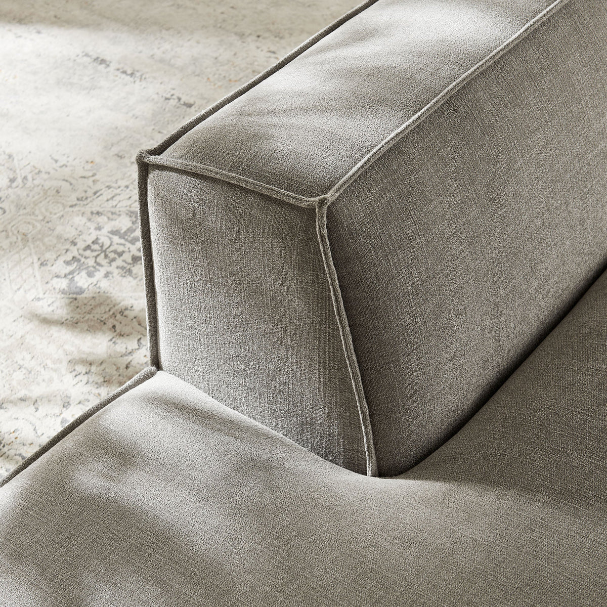 Restore Pewter Performance Fabric Upholstered Left-Facing Armless Modular Chaise - Ornate Home