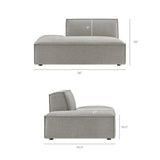 Restore Pewter Performance Fabric Upholstered Left-Facing Armless Modular Chaise - Ornate Home