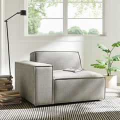 Restore Pewter Performance Fabric Upholstered Left-Facing Modular Lounge Chair - Ornate Home