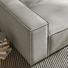 Restore Pewter Performance Fabric Upholstered Left-Facing Modular Lounge Chair - Ornate Home